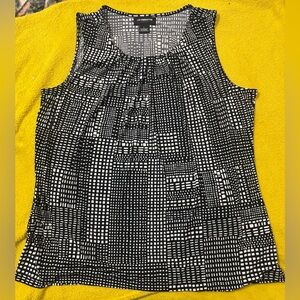 Liz Claiborne Black and White Patterned Tank Top
